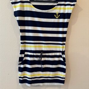 Striped Navy and Yellow Dress with Anchor Detail